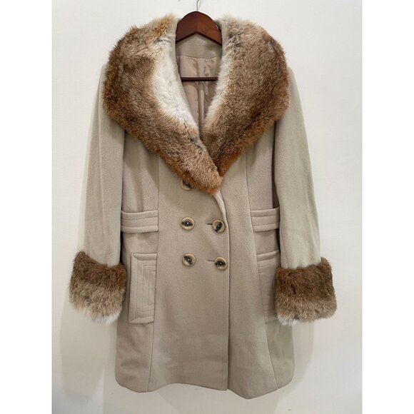 Vintage Jules Miller Penny Lane Wool Coat With Fur Collar & Cuffs Size M/L
